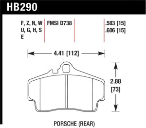 Porsche 911 Carrera 4 Brake Pad Set - Rear - Hawk Performance - DTC-70 15mm - `99-`08